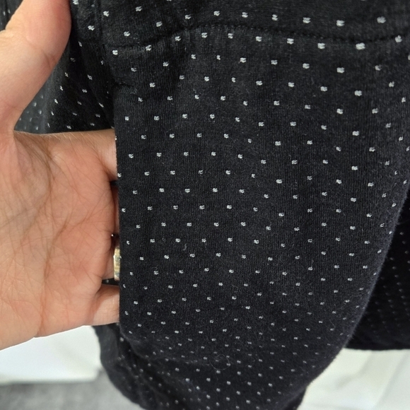 Chico's Weekends Black White Reversible Polka Dot Stripe Hooded Vest Pockets - Picture 7 of 11